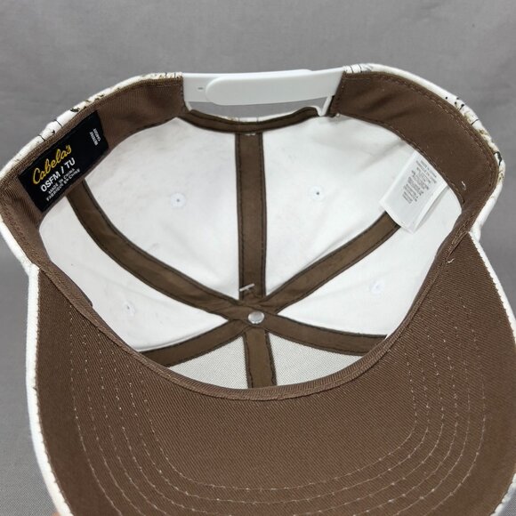 Cabelas Snapback Hat Cap White TrueTimber Camouflage Tundra Fishing Outdoor Mens - Picture 13 of 16